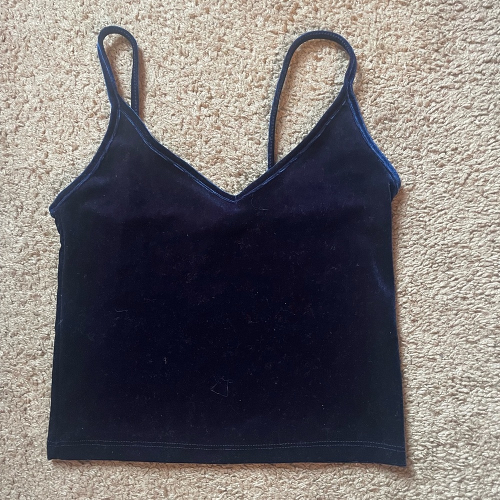 Forever 21 navy blue velvet cropped tank top size medium